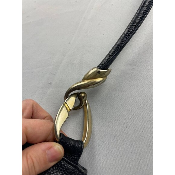 De Vecchi Hamilton Hodge Vintage Black Leather Shoulder Hobo Bag 80s Pebbled - Picture 2 of 12